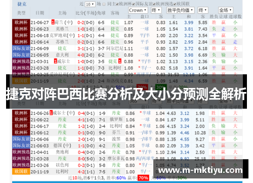 捷克对阵巴西比赛分析及大小分预测全解析